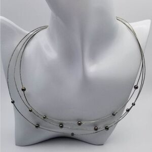 Milor Italy 585 white gold collar bib necklace‎